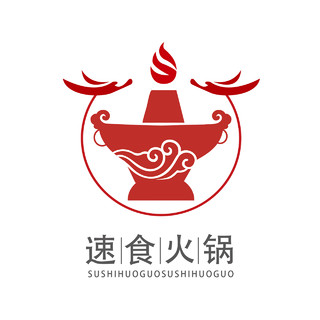 中国风龙纹元素火锅素材速食火锅国潮logo
